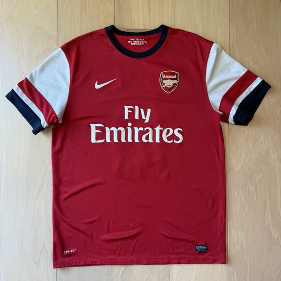 Nike Arsenal London Jersey Large Red White Wilshere Soccer Fifa World Cup - Picture 2 of 8